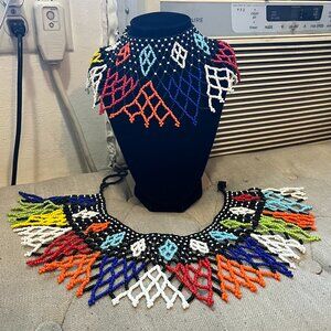 African Maasai Handmade Beaded Collar Necklace - NWT